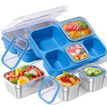 Caja Bento BiuLeon de Acero Inoxidable con 5 Compartimentos, a Prueba de Fugas, 1015 ml