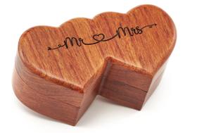 Caja de Anillos de Madera "Sr. y Sra." Handicraftviet 3.8 x 3.8 cm