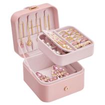 Caja de Joyas SONGMICS Organizador de Viaje de 2 Niveles Jelly Pink
