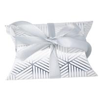 Caja de Regalo Aokbean Mini Almohada 9x7x2,5 cm Rayas Plateadas Paquete de 100