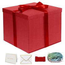 Caja de Regalo YINUOYOUJIA 30x30x25 cm Roja con Cinta y Tarjetas Caja de Regalo YINUOYOUJIA 30x30x25 cm Roja con Cinta y Tarjetas