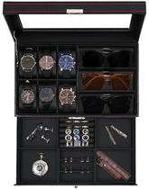 Caja para Relojes Jenseits con 6 Compartimentos para Relojes y 3 para Anteojos de Sol para Hombre