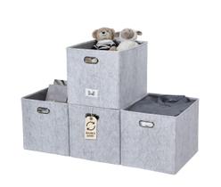 Cajas de Almacenamiento de Fieltro DECOMOMO 38x33x33 cm 4 unidades Gris Claro