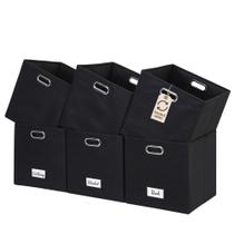 Cajas de Almacenamiento DECOMOMO Cubo Negro 28 cm con Etiquetas 6 unidades