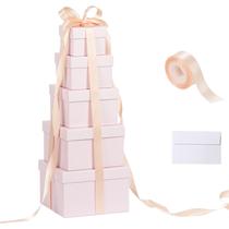Cajas de Regalo CHARMGIFTBOX Juego de 5 Cajas Cuadradas Grandes Anidadas Rosa