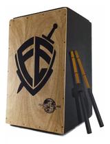 Cajon Elétrico Percussionline Fé Escudo + Vassourinhas