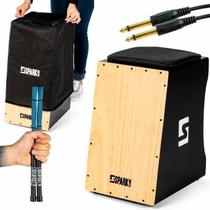 Cajon Natural + Capa + Par Vassourinha + Cabo Spark