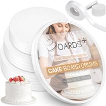 Cake Board Drum BOARDS+ Sleek de 8, 10 e 12 polegadas (pacote com 14)