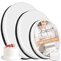 Cake Board Drums BOARDS+, pacote com 9, 20, 25 e 30 cm em branco, prata e preto Cake Board Drums BOARDS+, pacote com 9, 20, 25 e 30 cm em branco, prata e preto