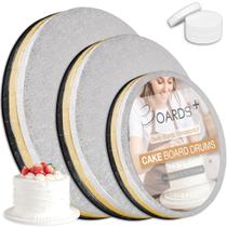 Cake Board Drums BOARDS+, pacote com 9, 20, 25 e 30 cm em prata, ouro e preto