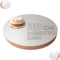 Cake Board Mdf Redondo 30cm Branco Para Confeitaria Com 10