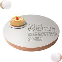 Cake Board Mdf Redondo 35cm Branco Para Confeitaria Com 10 Cake Board Mdf Redondo 35cm Branco Para Confeitaria Com 10