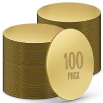 Cake Boards O'CREME 4", folha de ouro redonda, pacote com 100