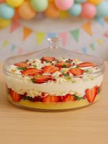 Cake Box Paris Redonda 1,100L C/Tampa Transparente Acrílico