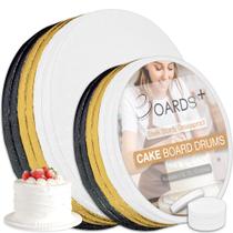 Cake Drums BOARDS+, pacote com 12 cm, 10 cm, branco, preto, dourado
