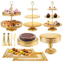 Cake Stand ELIMTEC Gold Metal, mesa de sobremesa, conjunto de 11 unidades