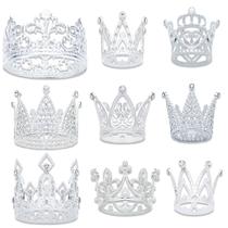 Cake Topper Crown, 9 peças, liga de prata princesa para crianças