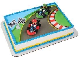 Cake Topper DecoSet Mario Kart, 3 peças com kart de corrida e bandeira