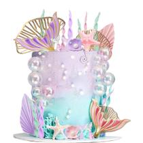 Cake Topper DiDiDida Mermaid Tails Seaweed Bubbles Shells