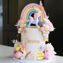 Cake Topper DRATE Unicorn Rainbow com borboletas 47 unidades