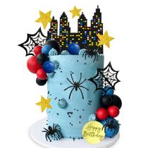 Cake Topper DRWATE Spider com teias de aranha Stars City Boys Party Cake Topper DRWATE Spider com teias de aranha Stars City Boys Party