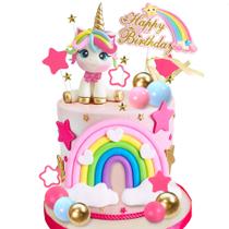Cake Topper DRWATE Unicorn Rainbow Birthday Party 29 unidades