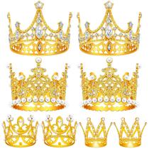 Cake Topper Gold Crown, 8 peças para festa de aniversário de casamento FFNIU