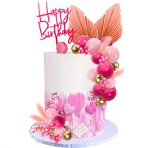 Cake Topper MEMOVAN Flower Boho 29 peças de bolas de ouro rosa choque