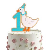 Cake Topper Raoformi One Silly Goose Número 1 Azul para Cumpleaños