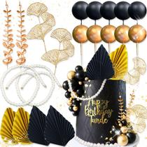 Cake Topper Roaring Good Time Boho Black Gold Party 1920s