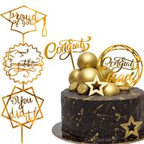 Cake Topper Whaline Graduation Gold Acrílico 10 unidades
