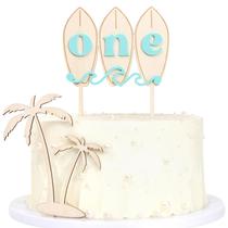 Cake Topper WUTKYAX Surfboard Wood 12x16cm Beach Party