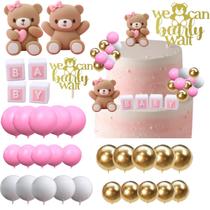 Cake Toppers ALISSAR Bear, 32 unidades para chá de bebê, tema rosa Cake Toppers ALISSAR Bear, 32 unidades para chá de bebê, tema rosa