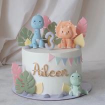 Cake Toppers de dinossauro em argila ZXSWEET para aniversário de menino e menina