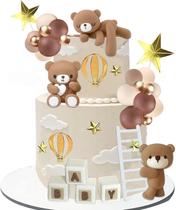 Cake Toppers LEFUBABY Bear Balls com Baby Letters Coffee