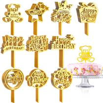 Cake Toppers Outus 150 unidades de feliz aniversário acrílico dourado