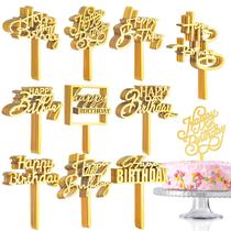 Cake Toppers Outus 150 unidades de feliz aniversário acrílico dourado