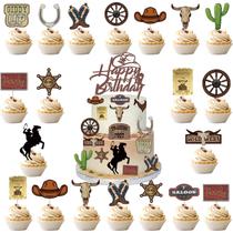 Cake Toppers Pretyps 31 Peças Decoração de Festa Cowboy Western Cake Toppers Pretyps 31 Peças Decoração de Festa Cowboy Western