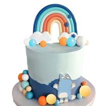Cake Toppers Qoadwem Blue Rainbow para bolo de aniversário de cachorro