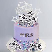 Cake Toppers SONICEBUY Disco Ball Silver com estrela 33 unidades