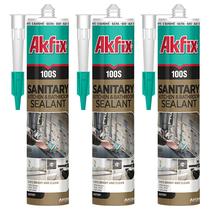 Calafetagem de silicone Akfix 100S RTV 100% transparente 300 ml (3 x 300 ml)