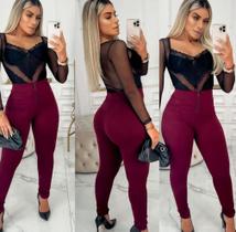 Calça 3d ziper vinho poliamida Calça 3d ziper vinho poliamida