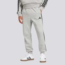 Calça Adidas 3 Stripes Fleece Cinza Calça Adidas 3 Stripes Fleece Cinza