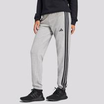 Calça Adidas French Terry 3 Stripes Feminina Cinza e Preta