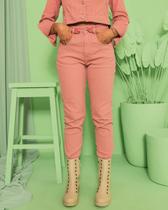 Calça Alcance jeans mom colete Rosa - 38