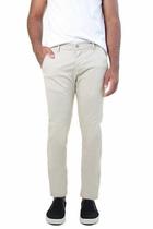 Calça Alfaiataria Casual Sarja Super Slim Lisa Areia