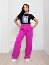 Calça alfaiataria com Anel Larga feminina social pantalona wide leg