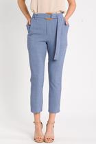 Calça Alfaiataria com Cinto Azul GG Calça Alfaiataria com Cinto Azul GG