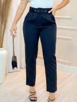 Calça Alfaiataria Feminina com Cinto Social Elegante Cintura Alta