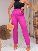 Calça Alfaiataria Feminina com Cinto Social Elegante Cintura Alta